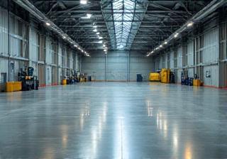 Large warehouse floor scrubbed and polished in Amsterdam